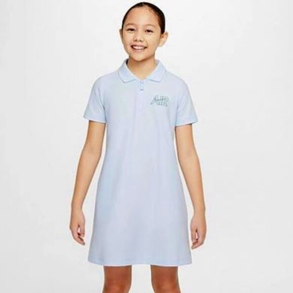 🆕 Nike Girl's Sportwear Air Polo 'Football Grey/Worn Blue' Dress - Picture 1 of 12